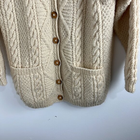 Yarn Point Crafts Canadian-Made Wool Fisherman's Cardigan Sweater - Picture 2 of 9